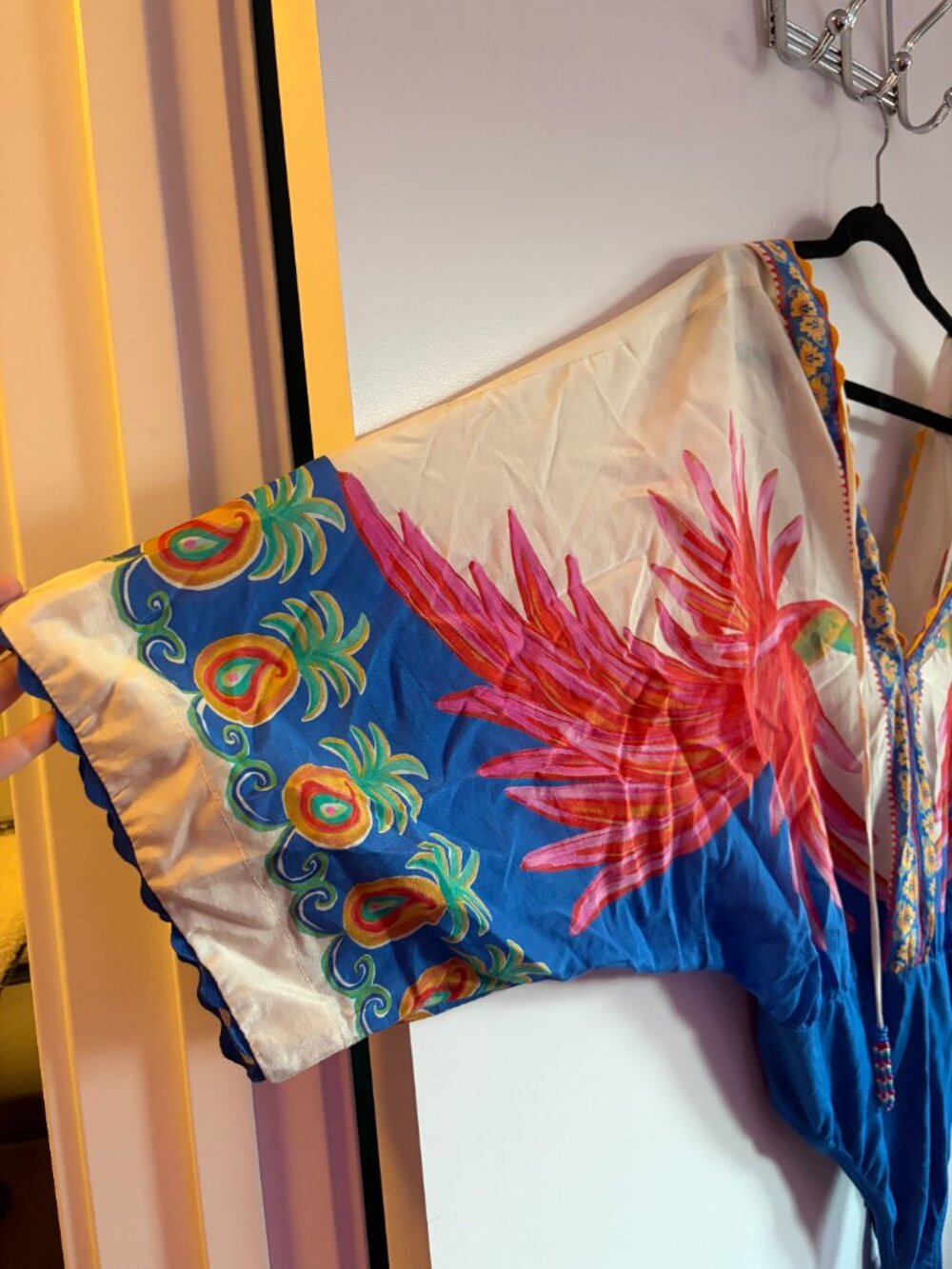 Pink and Blue Parrot Bodysuit w/ Tassels from FarmRio - Picture 4 of 9